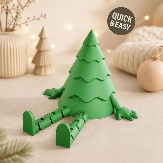 Christmas Tree STL with Flexible Legs - 3D Print File, Sitting (Digital Download, Commercial Use)