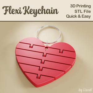 Flexi Love Herz STL Schlüsselanhänger - 3D Druck Datei, Flexible Fidget Schlüsselanhänger Taschenanhänger, Digitaler Download für den kommerziellen Gebrauch