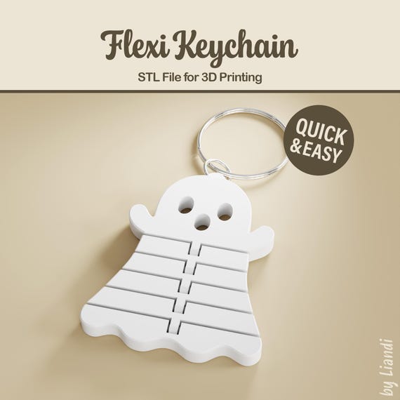 Flexi Ghost STL ハロウィンキーホルダー - 3Dプリントファイル