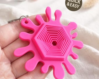 Hexagon Splat Fidget Toy STL Keychain - 3D Print File (Digital Download, Commercial Use)