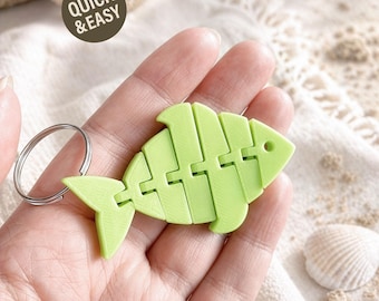 Flexi Fish STL Keychain - 3D Print File, Flexible Summer Fidget (Digital Download, Commercial Use)