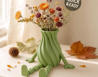 Twisted Vase STL with Flexible Legs - 3D Print File, Sitting, Flower Decor (Commercial Use)