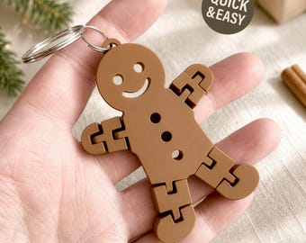 Flexi Gingerbread Man STL Keychain - 3D Print File, Flexible Fidget (Digital Download, Commercial Use)