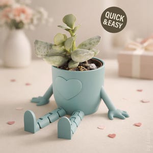 Heart Planter STL with Flexible Legs - 3D Print File (Digital Download, Commercial Use)