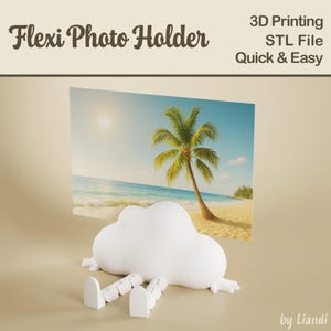 Suporte para fotos em nuvem STL com pernas flexíveis - Arquivo de impressão 3D, brinquedo de sentar flexível, articulado, download digital para uso comercial