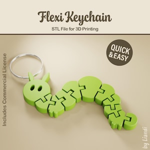 Llavero flexible de oruga STL - Archivo de impresión 3D, juguete flexible (descarga digital, uso comercial)