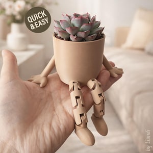 Bloempot STL met flexibele poten - 3D-afdrukbestand, zittend (digitale download, commercieel gebruik)