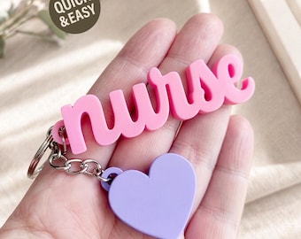Nurse STL Keychain with Heart - 3D Print Files, Appreciation Gift (Digital Download, Commercial Use)