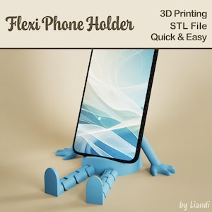Phone Holder STL with Flexible Legs - 3D Print File, Flexi Sitting Toy, Articulated, Digital Download for Commercial Use