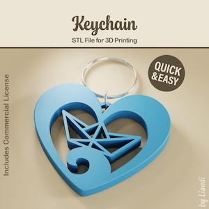 Papierschiffchen Herz STL Schlüsselanhänger - 3D Druck Datei, Origami Liebe (digitaler Download, kommerzielle Nutzung)