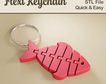 Flexi Keychain Fish 3D Print Articulated - Etsy