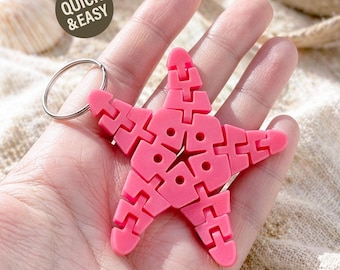 Flexi Starfish STL Keychain - 3D Print File, Flexible Summer Fidget (Digital Download, Commercial Use)