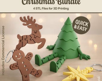 Flexi Christmas STL Bundle - 3D Print Files, Sitting Tree, Keychains (Digital Download, Commercial Use)