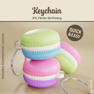 Macaron Schlüsselanhänger STL - 3D Druckdatei, Schlüsselanhänger (Digitaler Download, Kommerzielle Nutzung)