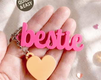 Bestie STL Keychain with Heart - 3D Print Files, Friendship Gift (Digital Download, Commercial Use)