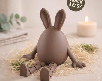 Bunny Egg STL with Flexible Legs - 3D Print File, Sitting (Digital Download, Commercial Use)