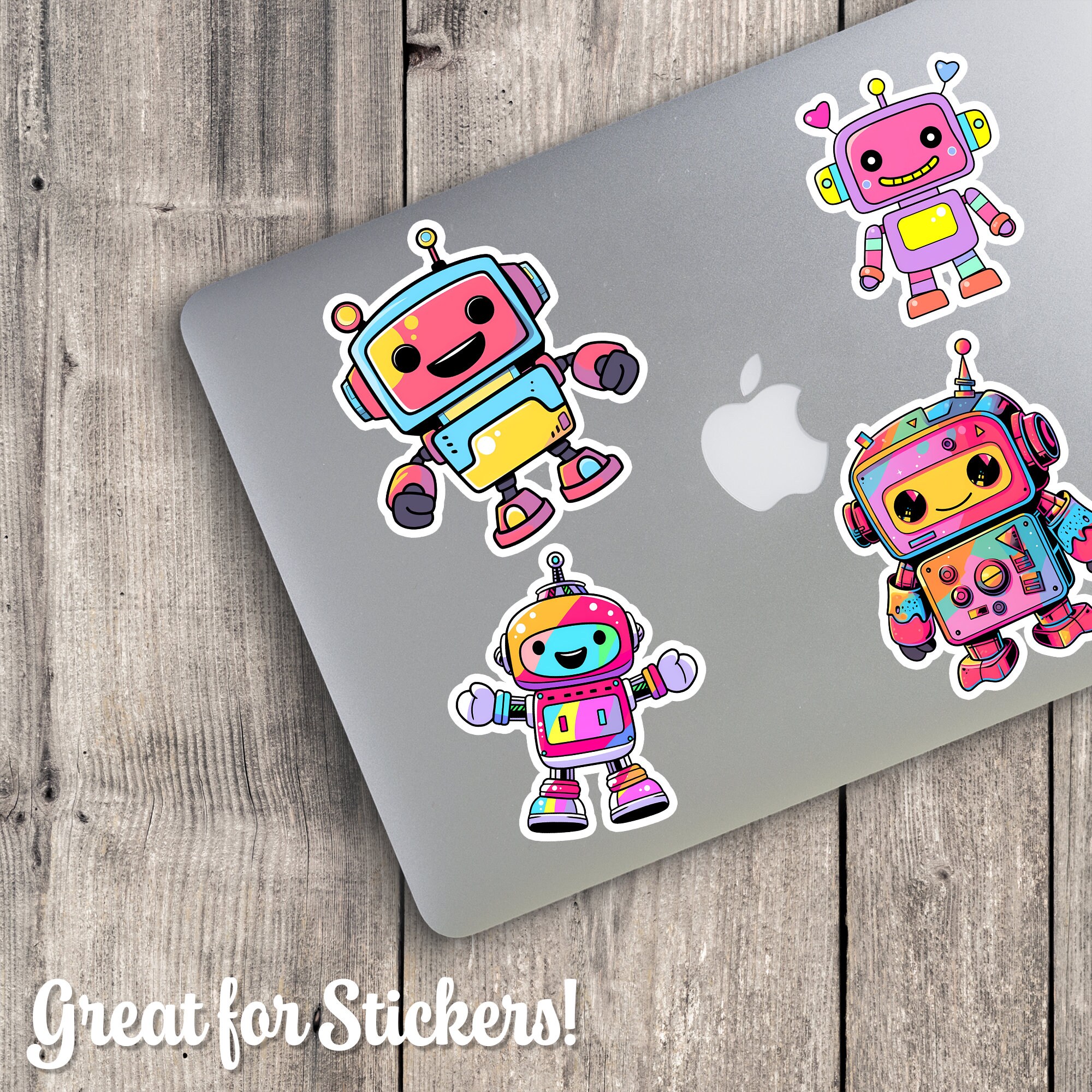 Kawaii Robots Clipart 20 Cute and Colorful Retro Robot Graphics for DIY ...