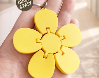 Flexi Flower STL Keychain - 3D Print File, Flexible Summer Fidget (Digital Download, Commercial Use)