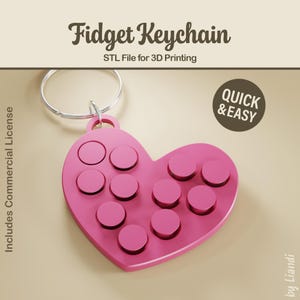 Llavero Fidget Heart STL - Archivo para impresión 3D, juguete antiestrés (descarga digital, uso comercial)