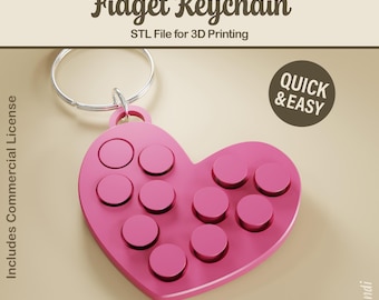 Fidget Heart STL Keychain - 3D Print File, Stress Toy (Digital Download, Commercial Use)