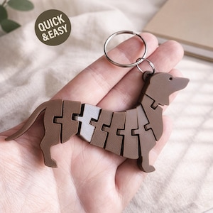Flexi Wiener Dog STL Keychain - 3D Print File, Flexible Fidget (Digital Download, Commercial Use)