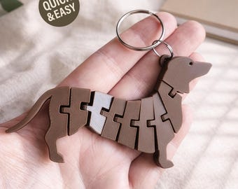 Flexi Wiener Dog STL Keychain - 3D Print File, Flexible Fidget (Digital Download, Commercial Use)