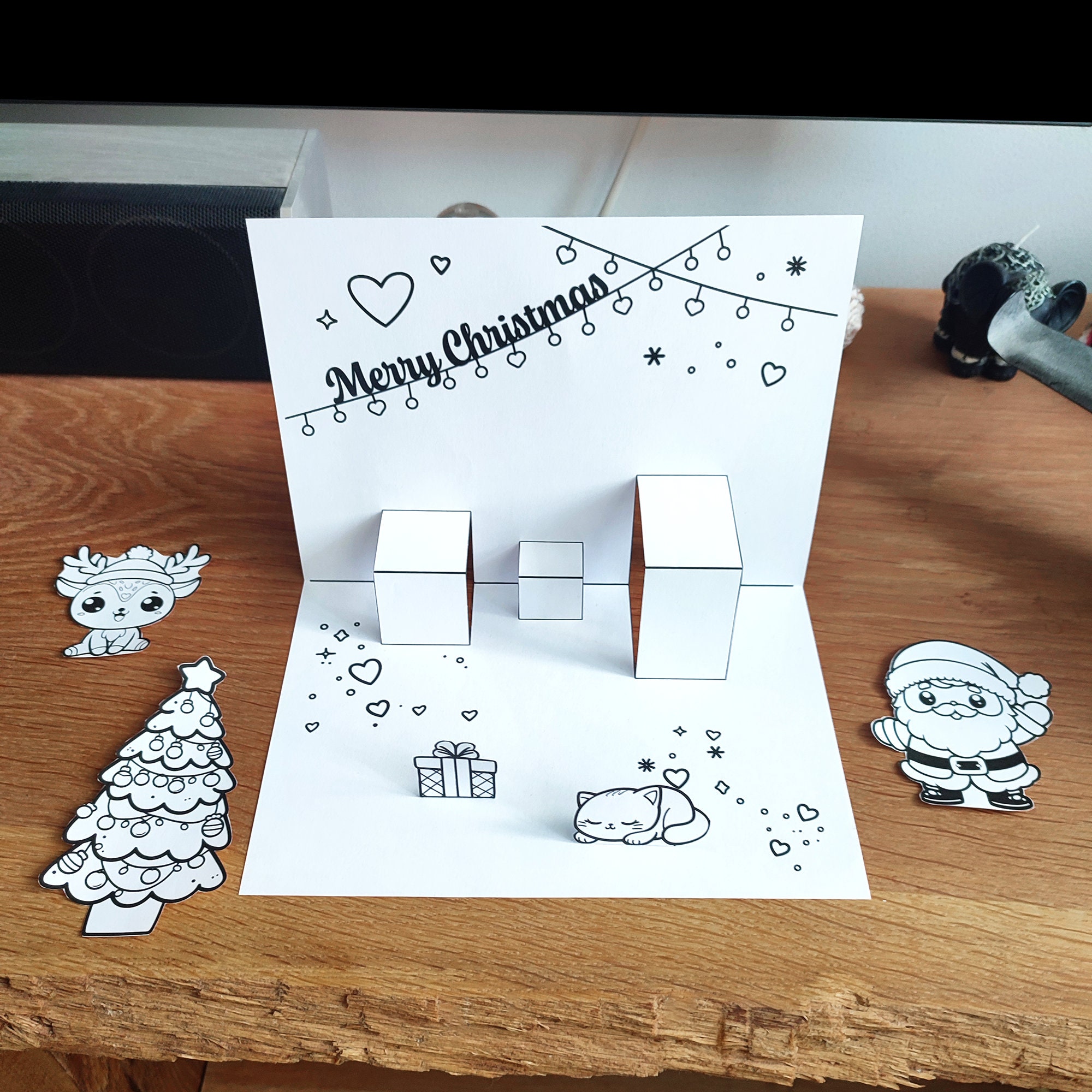Biglietto di Natale 3D Pop up con luce e musica