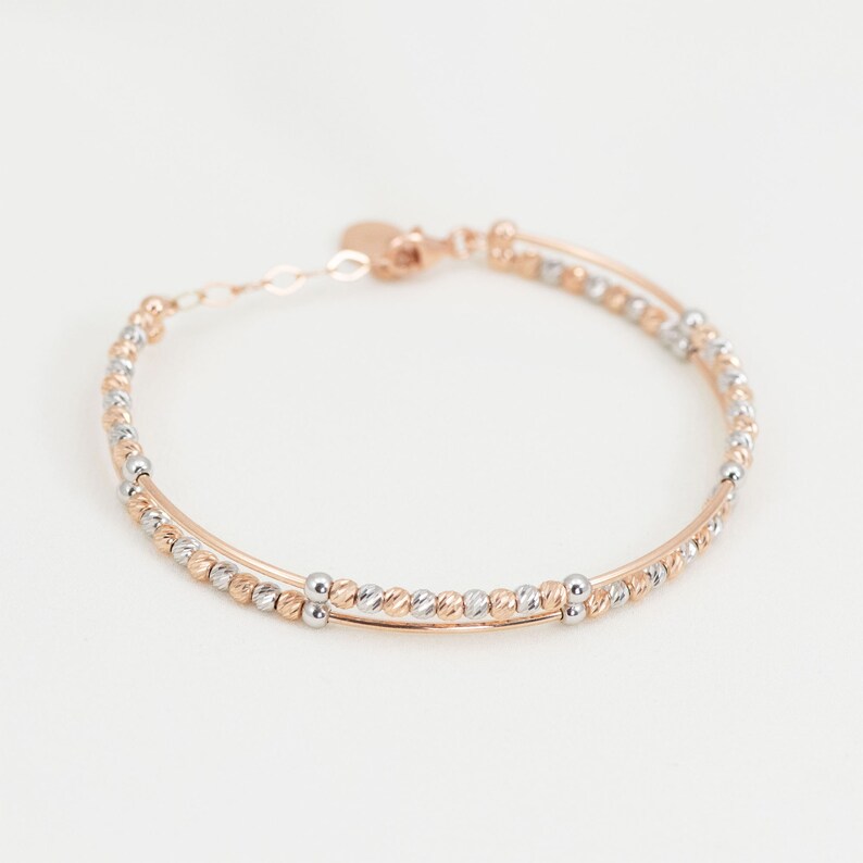 Rose gold,silver plated 925 Sterling Silver Bracelet,Engagement gift,Bridesmaid Bracelet,Dorica Balls Bracelet,Wedding gift bracelet