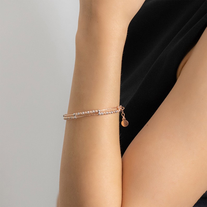 Rose gold,silver plated 925 Sterling Silver Bracelet,Engagement gift,Bridesmaid Bracelet,Dorica Balls Bracelet,Wedding gift bracelet