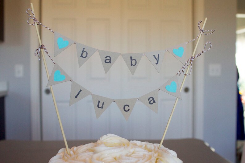 Custom Baby Name Cake Banner Baby Shower Cake Topper Baby Etsy