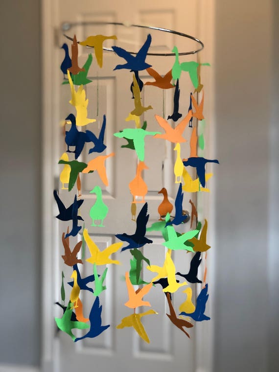 Water Fowl Paper Crib Mobile Hunting Nursery Modern Circle Etsy