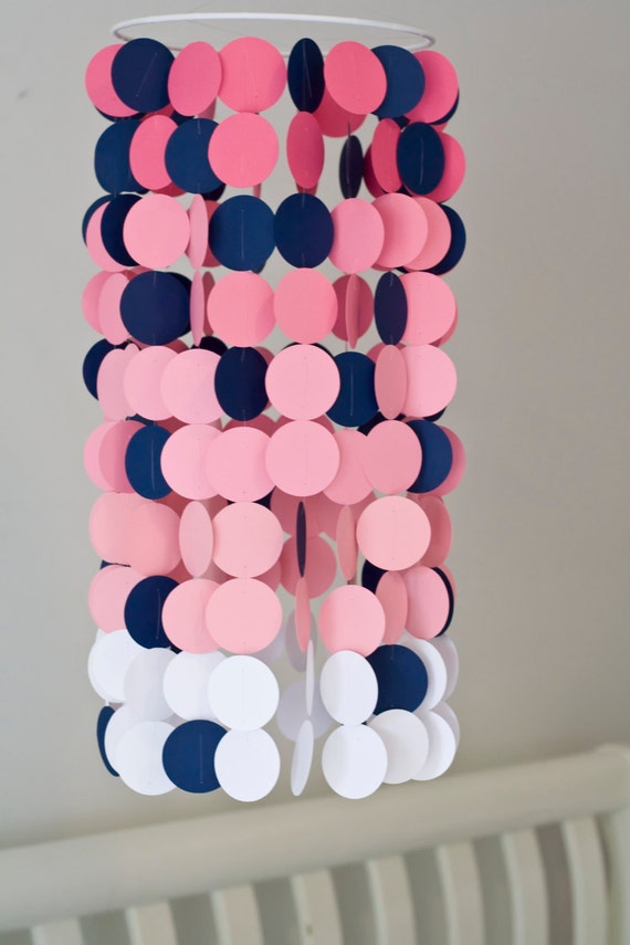 Pink Ombre with Navy accents Paper Crib Mobile Modern circle Etsy