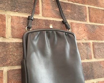 Vintage 1960s Chocolate Vinyl Handbag Mod Retro