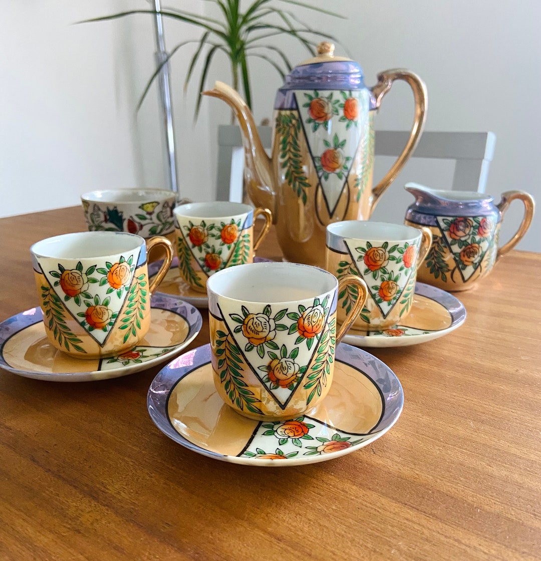 Vintage Japanese KLIMAX Lustre Ware Tea Set Handpainted Etsy