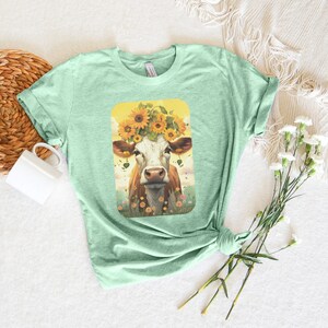 Sunflower cow lover shirt boho cow tshirt sunflower t-shirt cow lover gift sunflower shirt animal shirt farm life shirt boho cow lover gift
