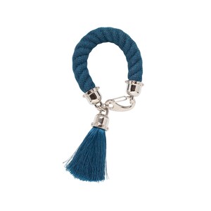 POLARIS rope statement bracelet in blue colour . Bold cosmic tassel cuff bracelet . Fashion minimalist unique bracelet .