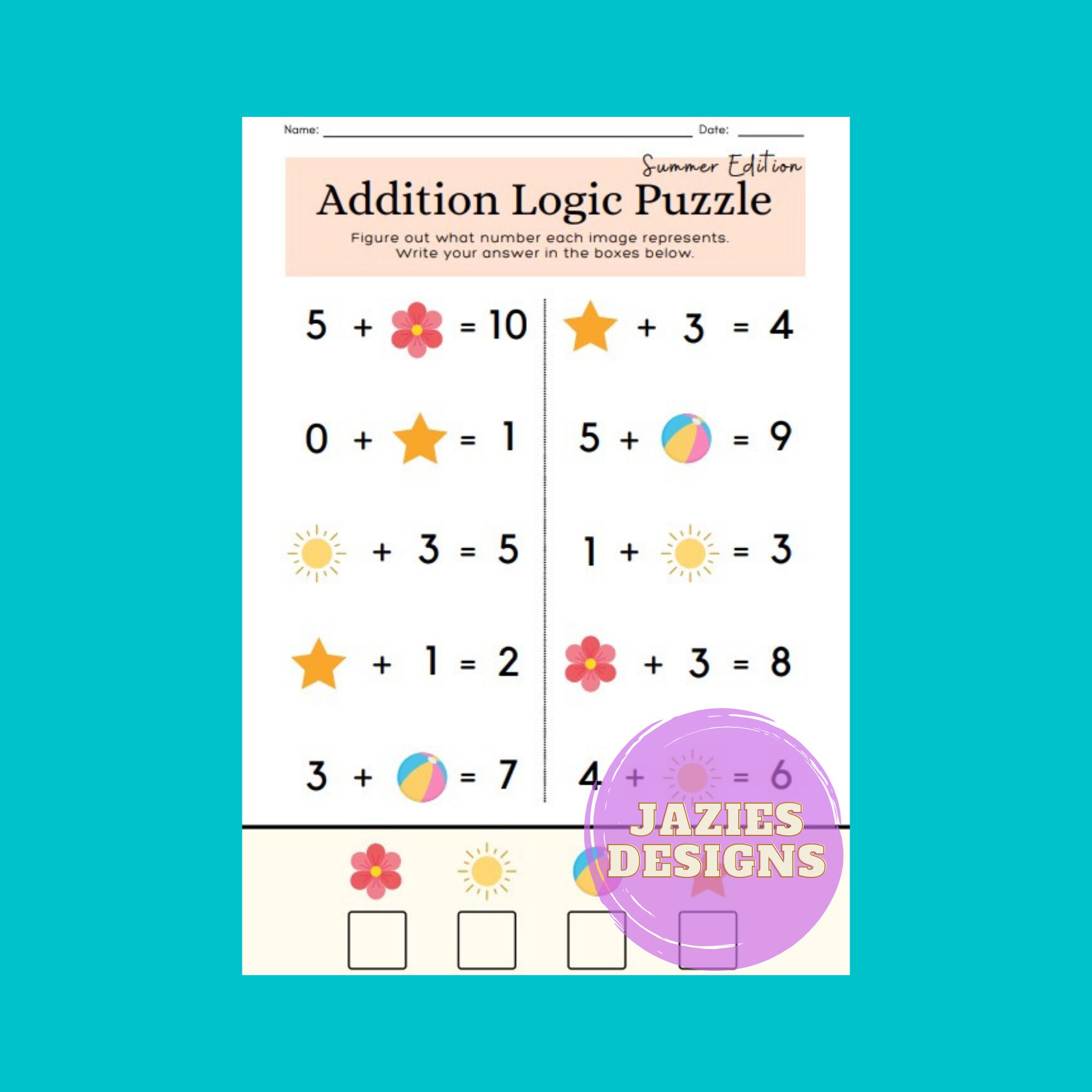 math logic puzzle critical thinking summer edition etsy uk