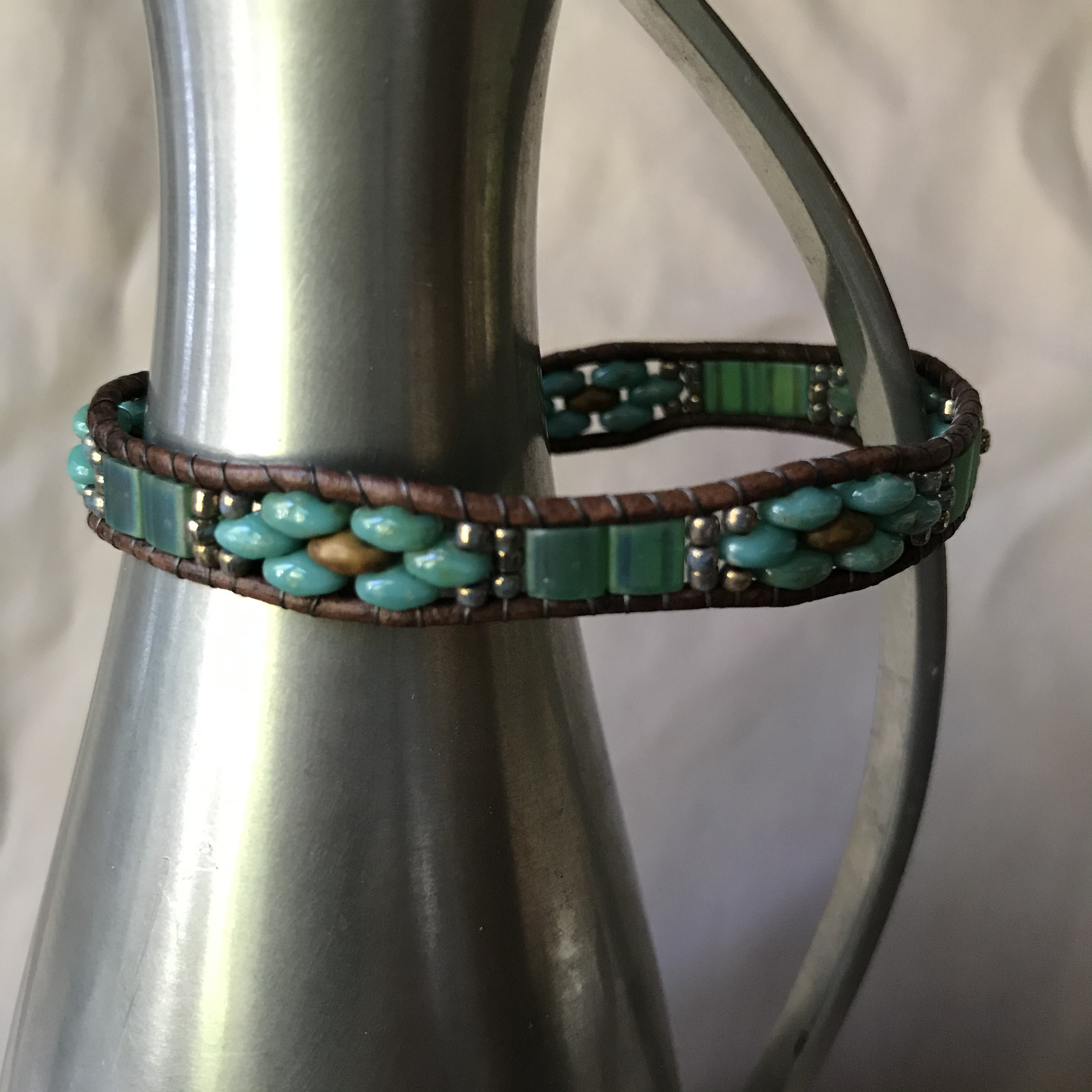 Soutwestern Inspired Superduo and Tila Bead Leather Bracelet - Etsy