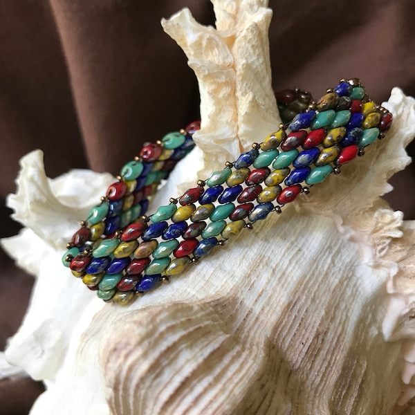 Colorful  Handbeaded SuperDuo Bracelet