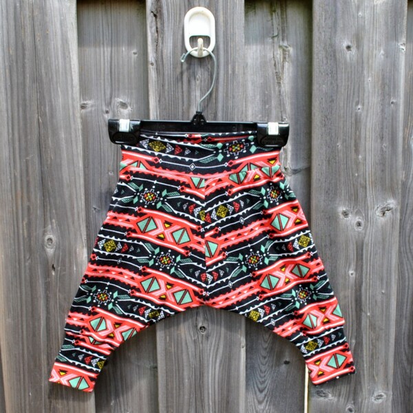 Mint and Orange Arrows Tribal Baby Harem Pants