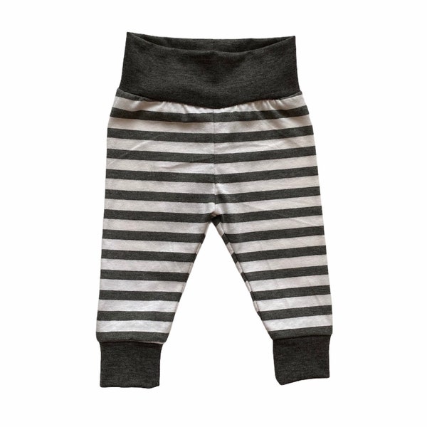 Heather Charcoal and White Striped Baby Leggings