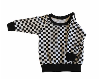 Small Black and White Checkered Long Sleeve Shirt