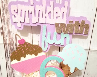 Adorables selecciones de centro de mesa de helado conjunto de 4, decoración de helado, fiesta de helado, social de helado, centros de mesa de helado, decoraciones de fiesta