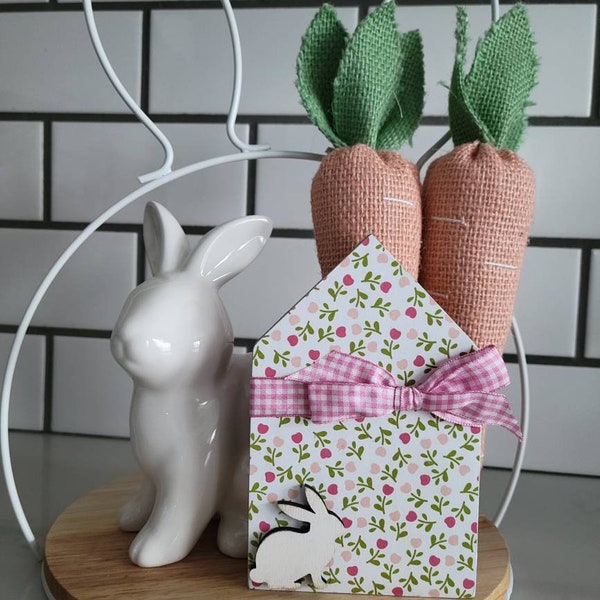 Easter Bunny Mini Wood House, Easter mini house, Bunny décor, Tray décor, Wooden house, Home Décor, Farmhouse décor, Tiered Tray Décor