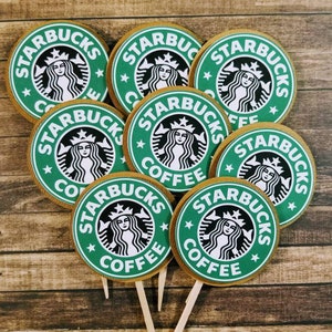 Starbucks cupcake  toppers/Starbucks birthday party/Starbucks store party/Starbucks favor bags/Starbucks store/Starbuck store birthday party