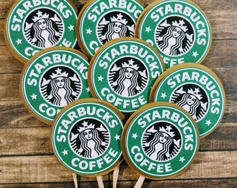 Adornos para cupcakes de Starbucks/Fiesta de cumpleaños de Starbucks/Fiesta en la tienda Starbucks/Bolsas de regalo de Starbucks/Tienda Starbucks/Fiesta de cumpleaños en la tienda Starbucks