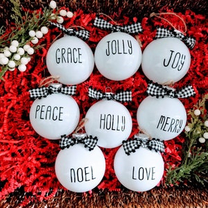 Rae Dunn Inspired Farmhouse Christmas Ornaments, Christmas Ornaments, Farmhouse Ornaments, Rae Dunn,Christmas Farmhouse, Ornaments set
