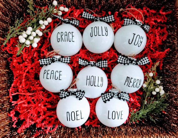 Rae Dunn Inspired Farmhouse Christmas Ornaments Christmas Ornaments Farmhouse Ornaments Rae Dunn christmas Farmhouse Ornaments Set Etsy