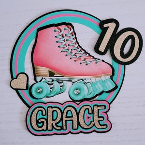 Roller Skate Cake Topper, Personalized Roller Skate Cake Topper, Roller Skating Birthday Party, Skating Birthday Party, Disco  Cake Topper