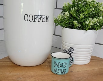 Sweater Weather mini mug, Tiered tray , Fall décor, mini mug, Tiered tray, Sweater Weather mug, Fall mini mug , Mini Coffee mug/Coffee Sign